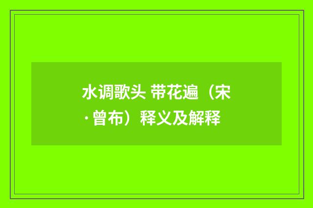 水调歌头 带花遍（宋·曾布）释义及解释