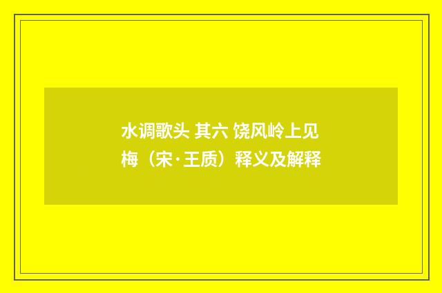 水调歌头 其六 饶风岭上见梅（宋·王质）释义及解释