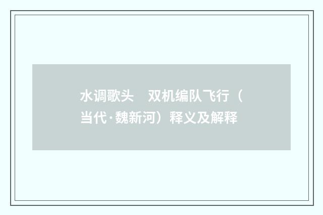 水调歌头　双机编队飞行（当代·魏新河）释义及解释