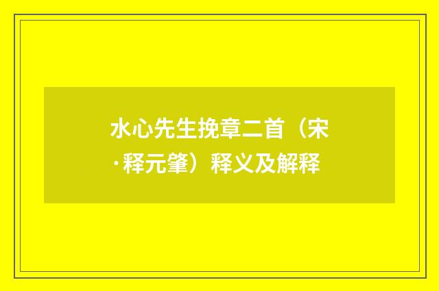 水心先生挽章二首（宋·释元肇）释义及解释