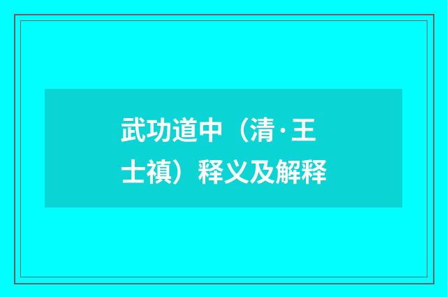武功道中（清·王士禛）释义及解释