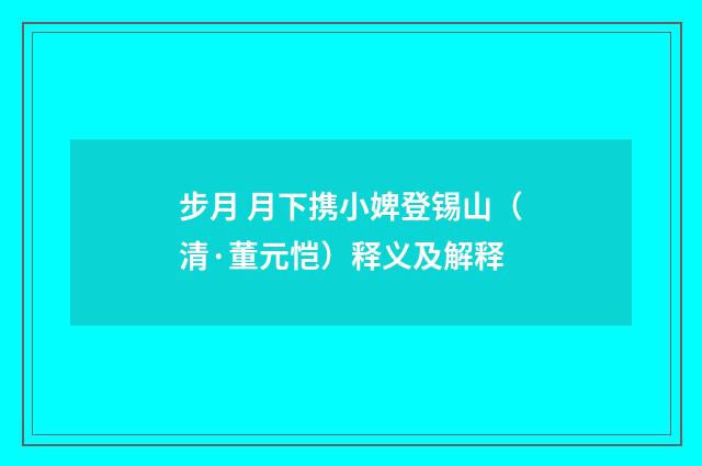 步月 月下携小婢登锡山（清·董元恺）释义及解释