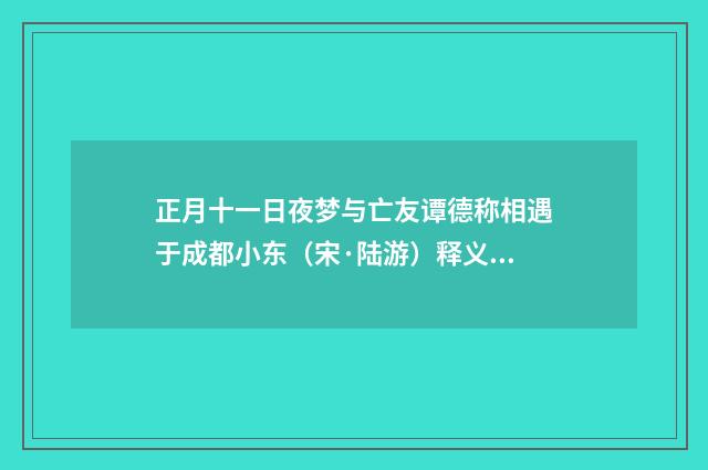 正月十一日夜梦与亡友谭德称相遇于成都小东（宋·陆游）释义及解释