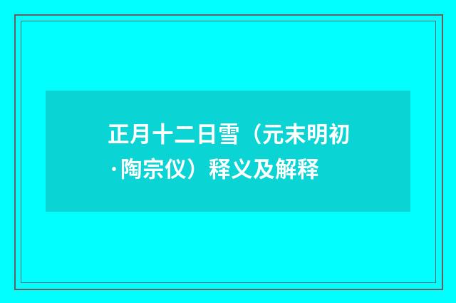 正月十二日雪（元末明初·陶宗仪）释义及解释