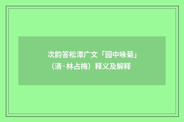次韵答松潭广文「园中咏菊」（清·林占梅）释义及解释