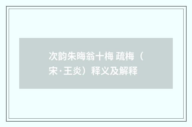 次韵朱晦翁十梅 疏梅（宋·王炎）释义及解释