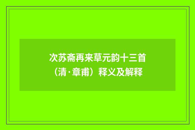 次苏斋再来草元韵十三首（清·章甫）释义及解释