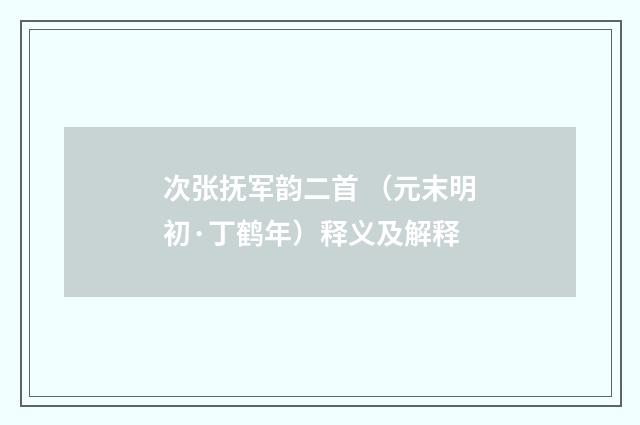 次张抚军韵二首 （元末明初·丁鹤年）释义及解释
