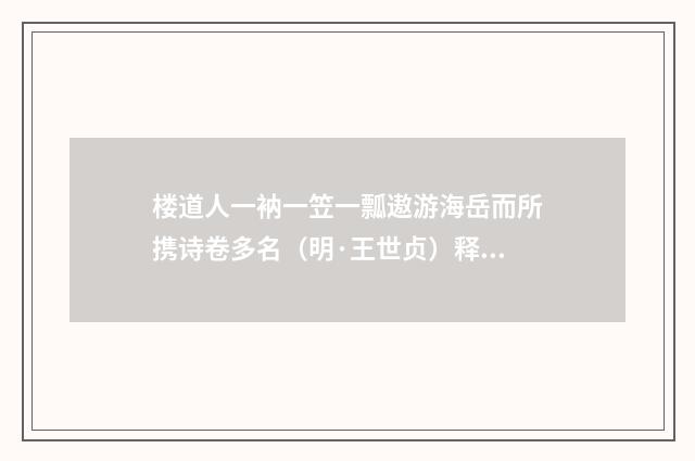 楼道人一衲一笠一瓢遨游海岳而所携诗卷多名（明·王世贞）释义及解释