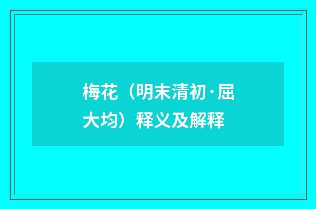 梅花（明末清初·屈大均）释义及解释