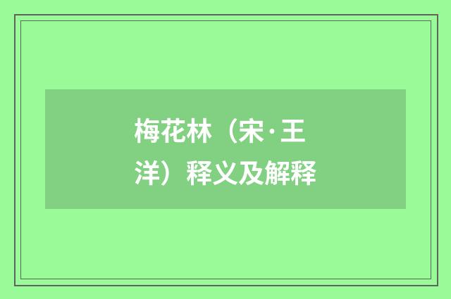 梅花林（宋·王洋）释义及解释