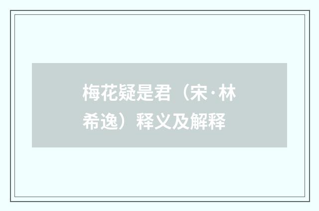 梅花疑是君（宋·林希逸）释义及解释