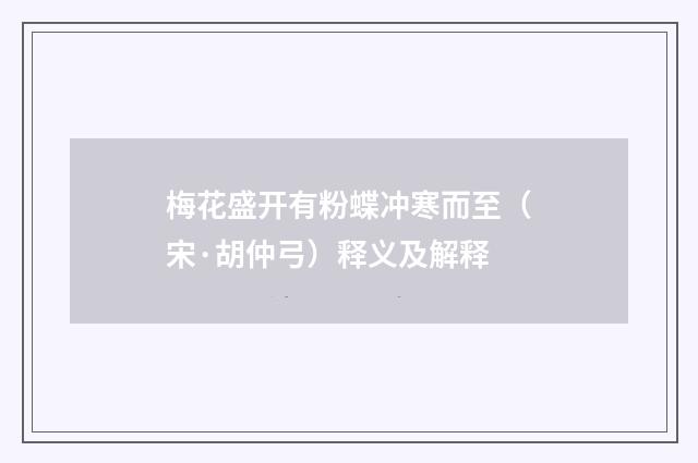 梅花盛开有粉蝶冲寒而至（宋·胡仲弓）释义及解释