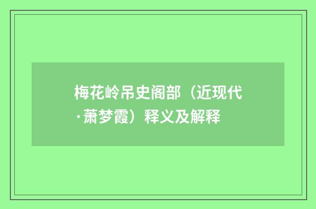 梅花岭吊史阁部（近现代·萧梦霞）释义及解释