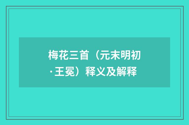 梅花三首（元末明初·王冕）释义及解释