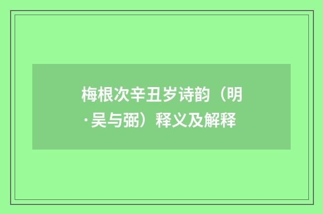 梅根次辛丑岁诗韵（明·吴与弼）释义及解释