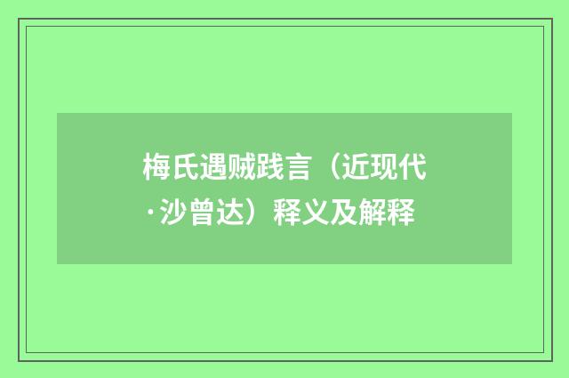 梅氏遇贼践言（近现代·沙曾达）释义及解释