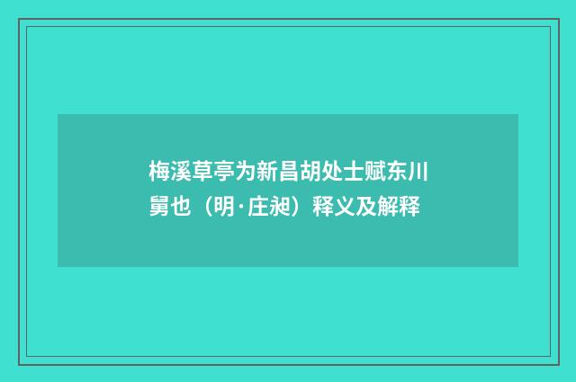 梅溪草亭为新昌胡处士赋东川舅也（明·庄昶）释义及解释