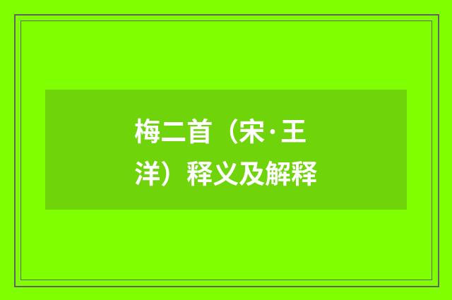 梅二首（宋·王洋）释义及解释