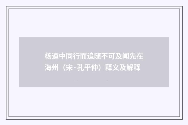 杨道中同行而追随不可及闻先在海州（宋·孔平仲）释义及解释