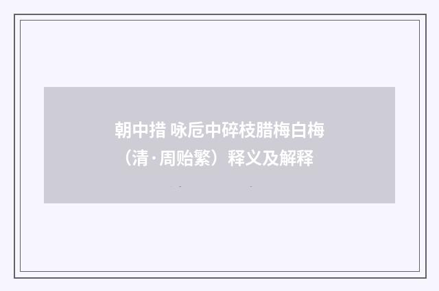 朝中措 咏卮中碎枝腊梅白梅（清·周贻繁）释义及解释