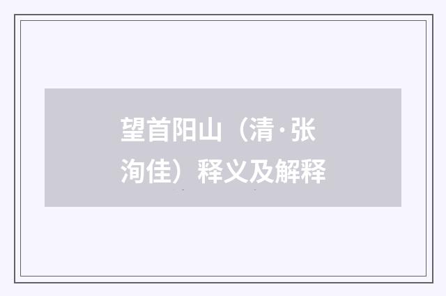 望首阳山（清·张洵佳）释义及解释