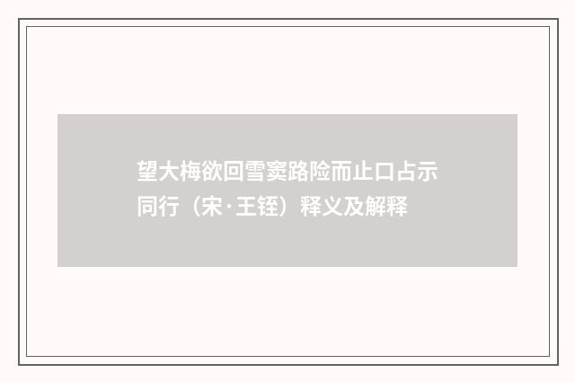 望大梅欲回雪窦路险而止口占示同行（宋·王铚）释义及解释