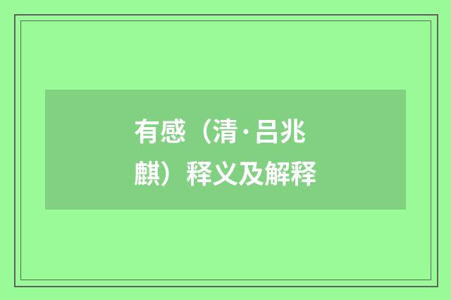 有感（清·吕兆麒）释义及解释