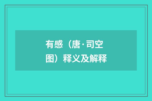 有感（唐·司空图）释义及解释