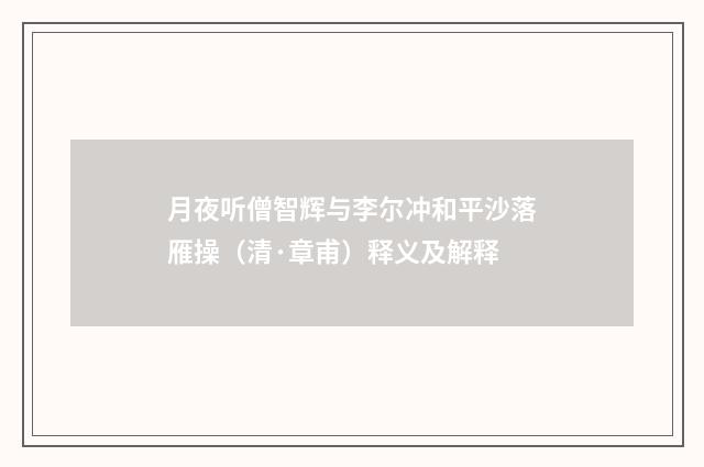 月夜听僧智辉与李尔冲和平沙落雁操（清·章甫）释义及解释