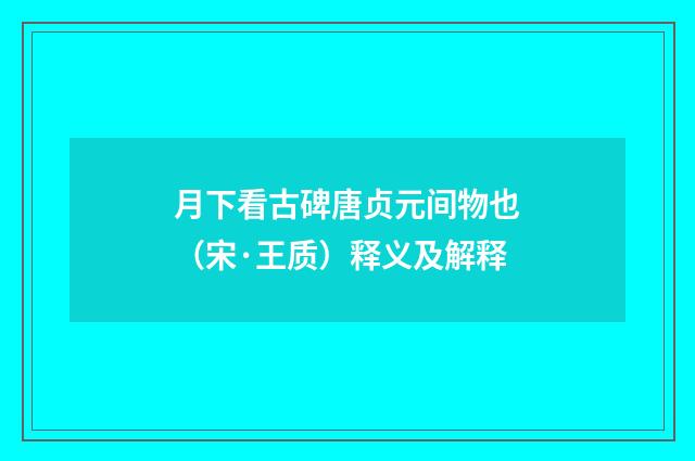 月下看古碑唐贞元间物也（宋·王质）释义及解释