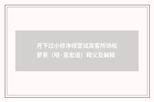 月下过小修净绿堂试吴客所饷松萝茶（明·袁宏道）释义及解释