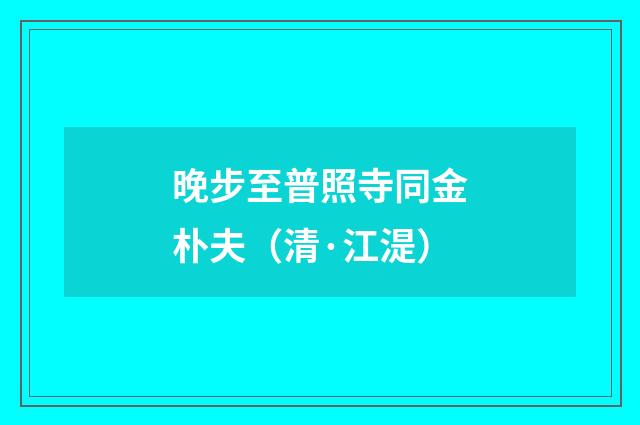 晚步至普照寺同金朴夫（清·江湜）释义及解释