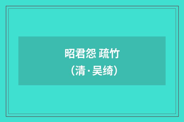 昭君怨 疏竹（清·吴绮）释义及解释