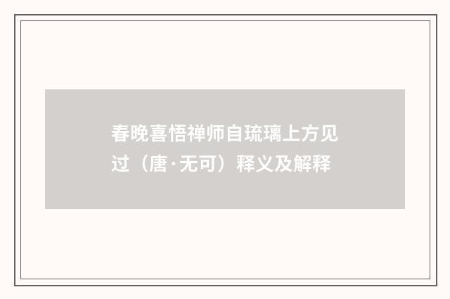 春晚喜悟禅师自琉璃上方见过（唐·无可）释义及解释