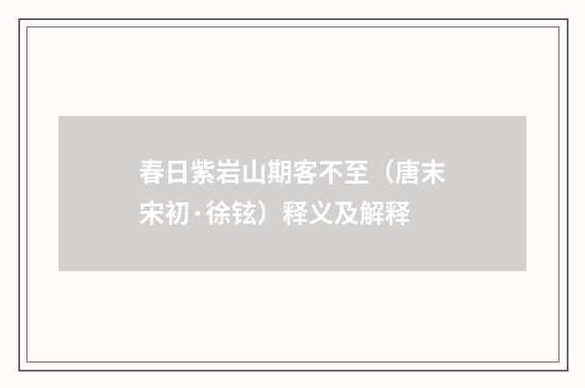 春日紫岩山期客不至（唐末宋初·徐铉）释义及解释