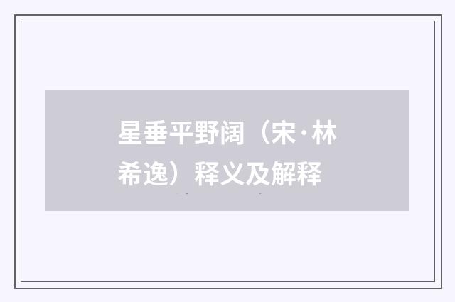 星垂平野阔(宋·林希逸)释义及解释