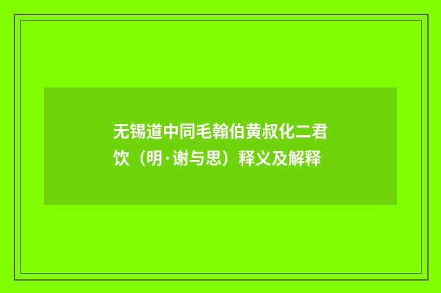 无锡道中同毛翰伯黄叔化二君饮（明·谢与思）释义及解释