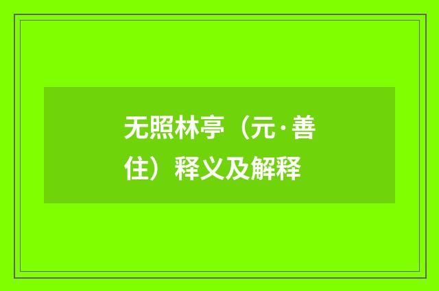 无照林亭（元·善住）释义及解释