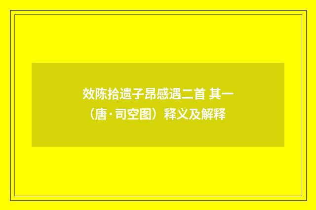 效陈拾遗子昂感遇二首 其一（唐·司空图）释义及解释