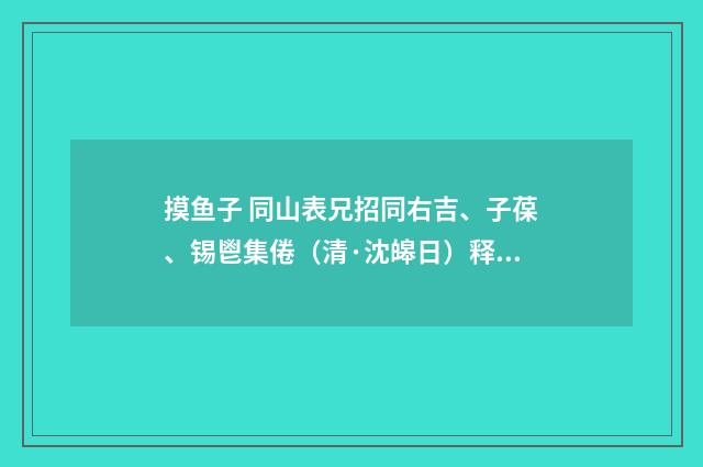 摸鱼子 同山表兄招同右吉、子葆、锡鬯集倦（清·沈皞日）释义及解释