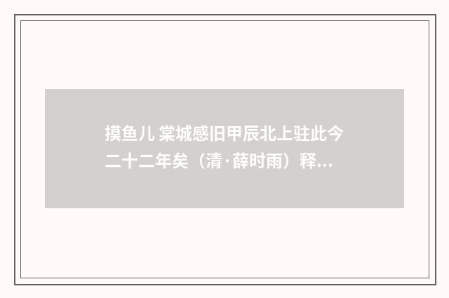 摸鱼儿 棠城感旧甲辰北上驻此今二十二年矣（清·薛时雨）释义及解释