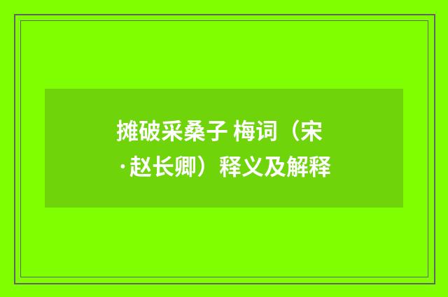 摊破采桑子 梅词（宋·赵长卿）释义及解释