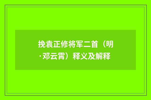 挽袁正修将军二首（明·邓云霄）释义及解释