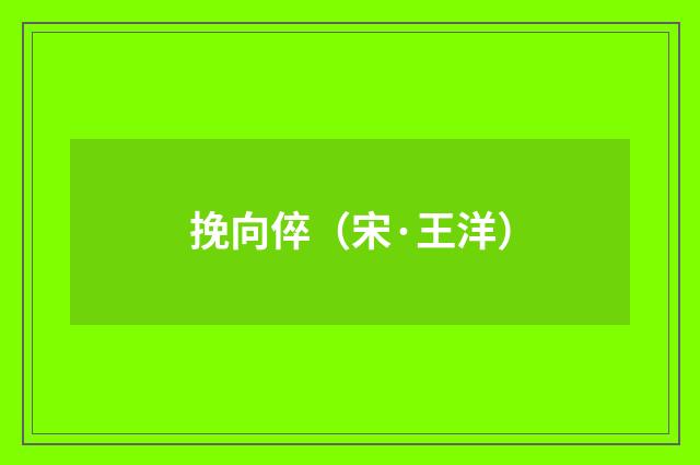 挽向倅（宋·王洋）
