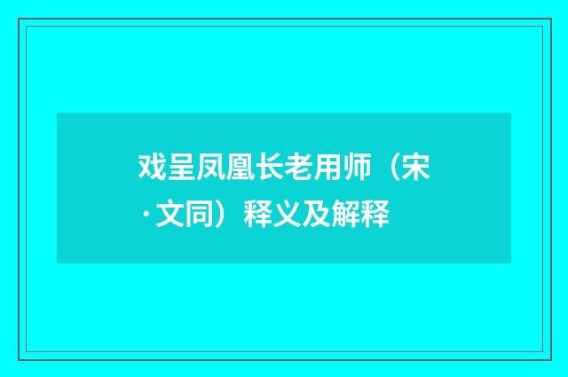 戏呈凤凰长老用师（宋·文同）释义及解释