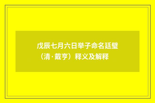 戊辰七月六日举子命名廷璧（清·戴亨）释义及解释