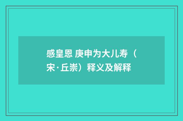 感皇恩 庚申为大儿寿（宋·丘崇）释义及解释