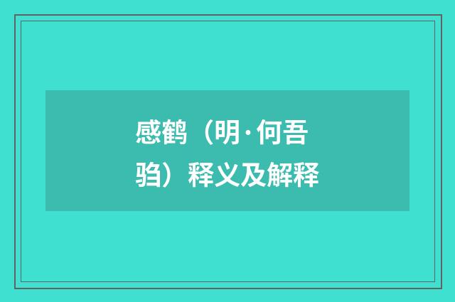 感鹤（明·何吾驺）释义及解释