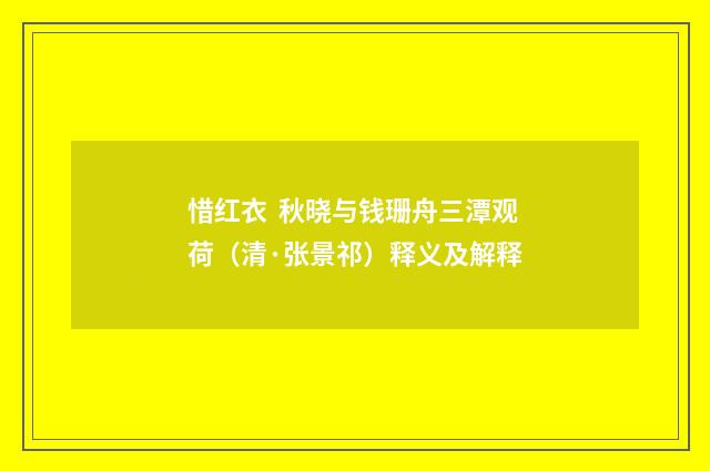 惜红衣  秋晓与钱珊舟三潭观荷（清·张景祁）释义及解释